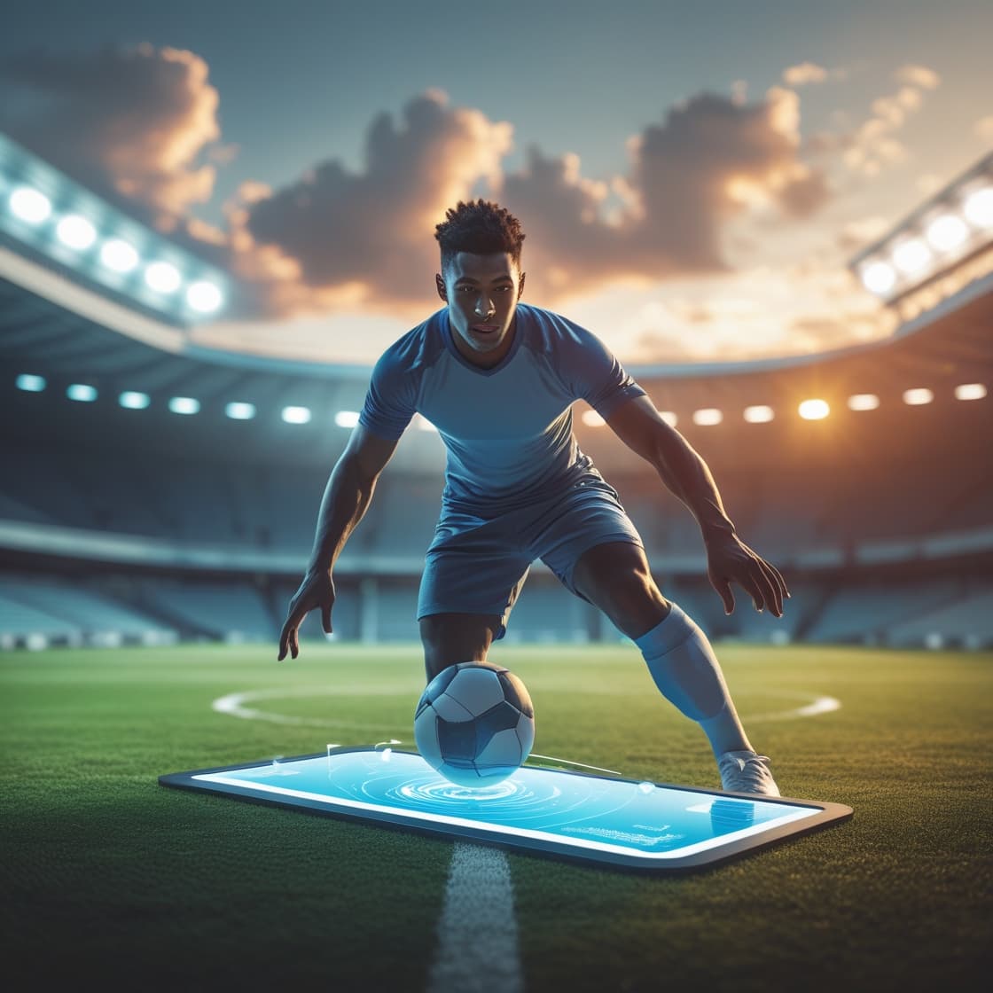 Soccer player with holographic interface